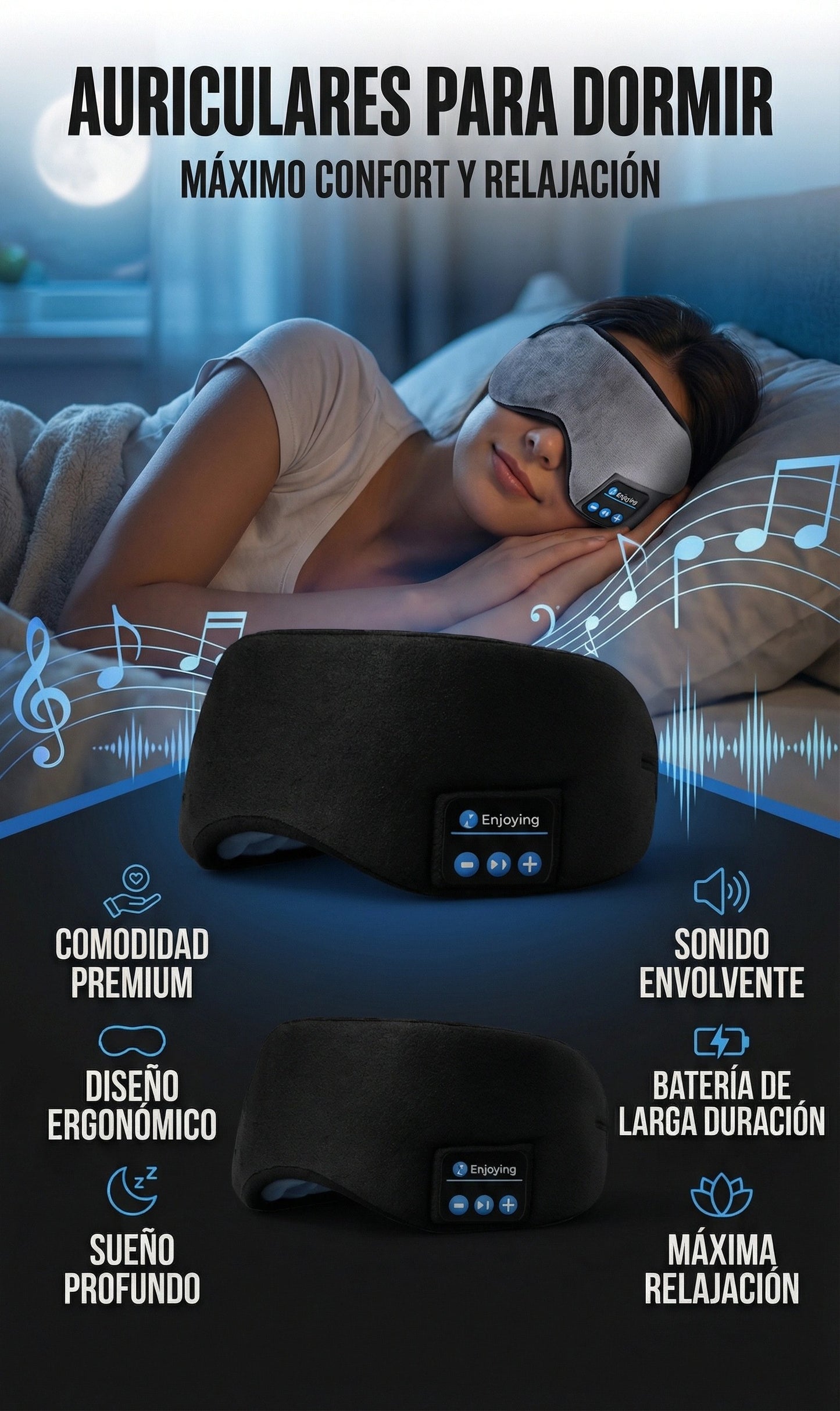 ANTIFAZ PARA DESCANSO CON BLUETOOH