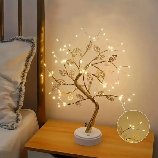 Lámpara Árbol Hojas Doradas